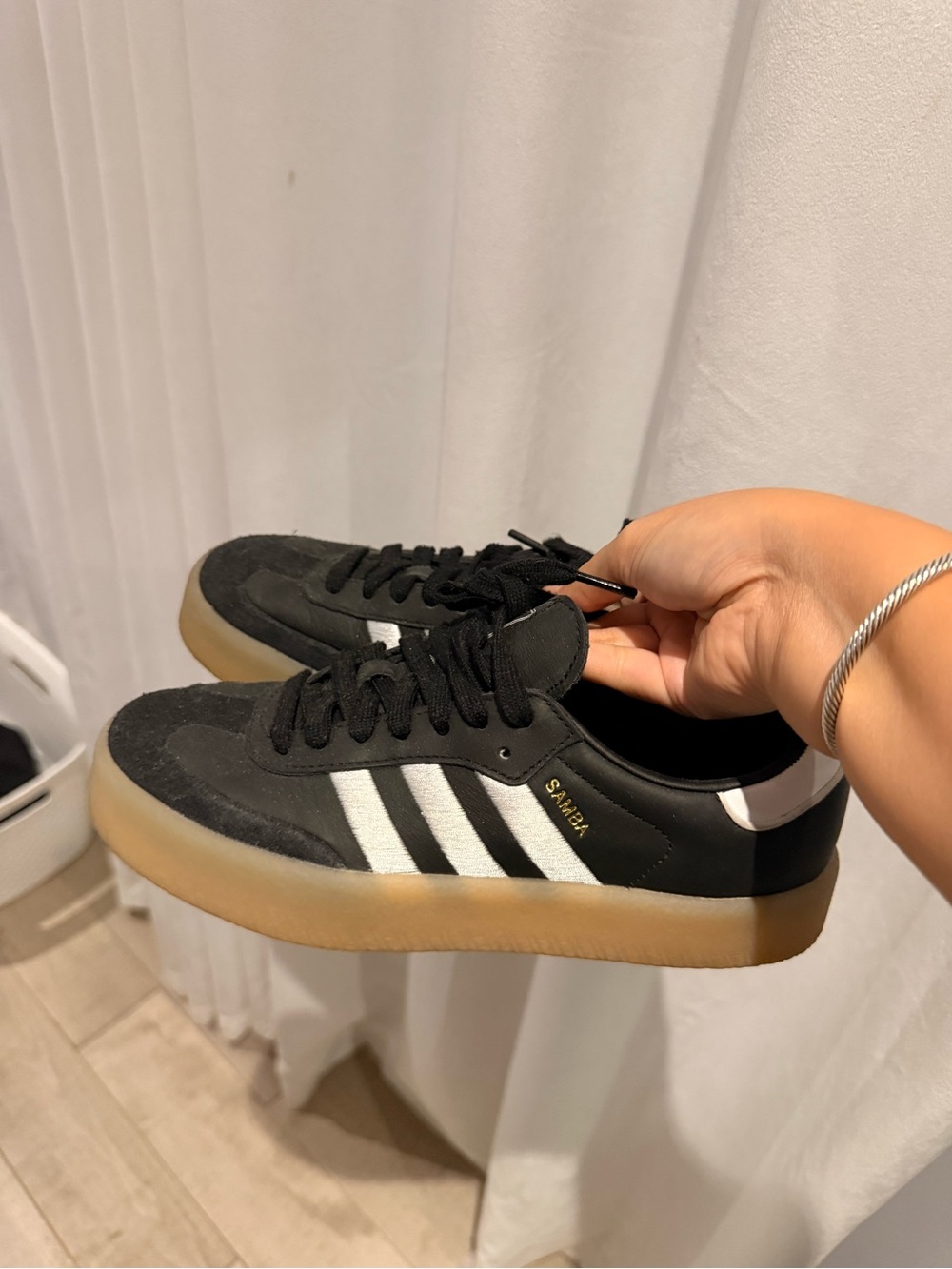 adidas Black and White Samba Sneakers with Gum Sole